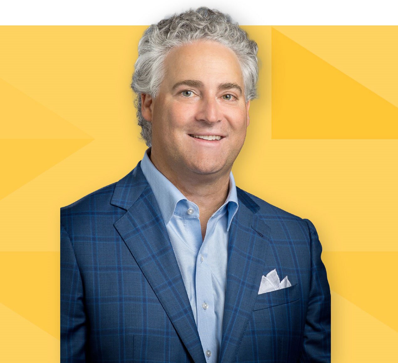 Headshot of Joseph Sofia on gold tessellated background