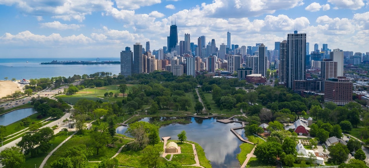 Aerial view of downtown Chicago