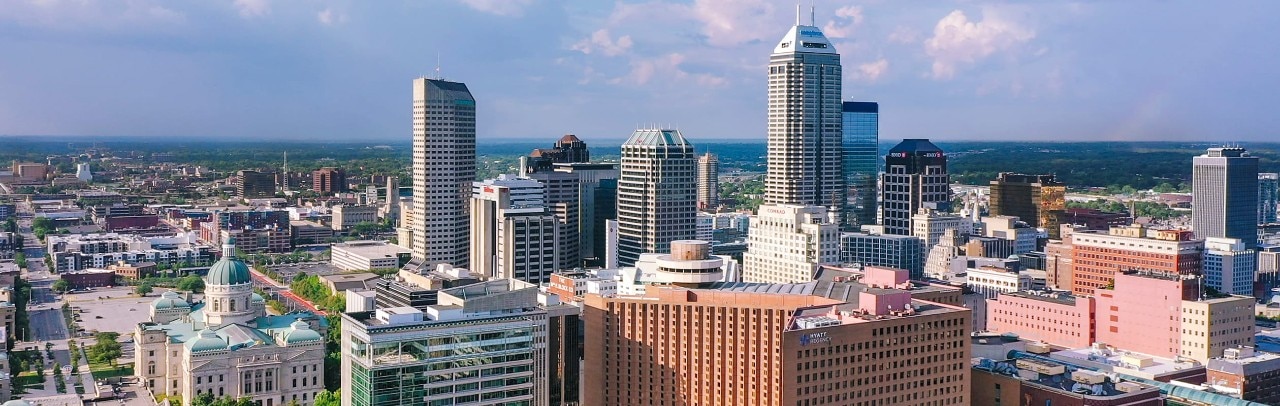 Aerial view of downtown Indianapolis