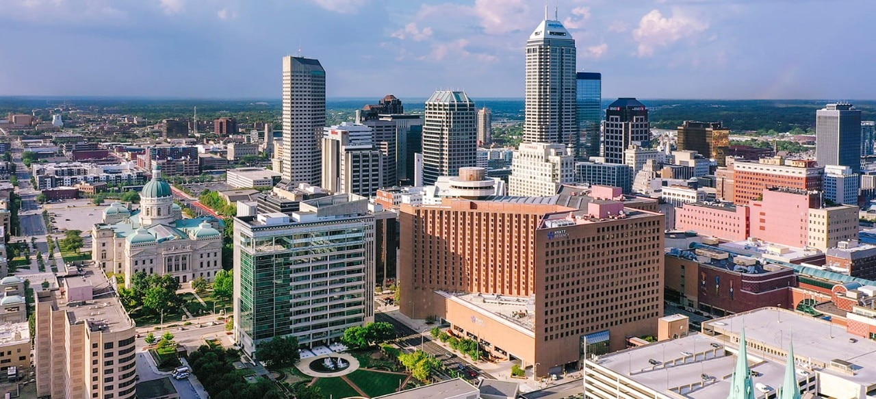 Aerial view of downtown Indianapolis