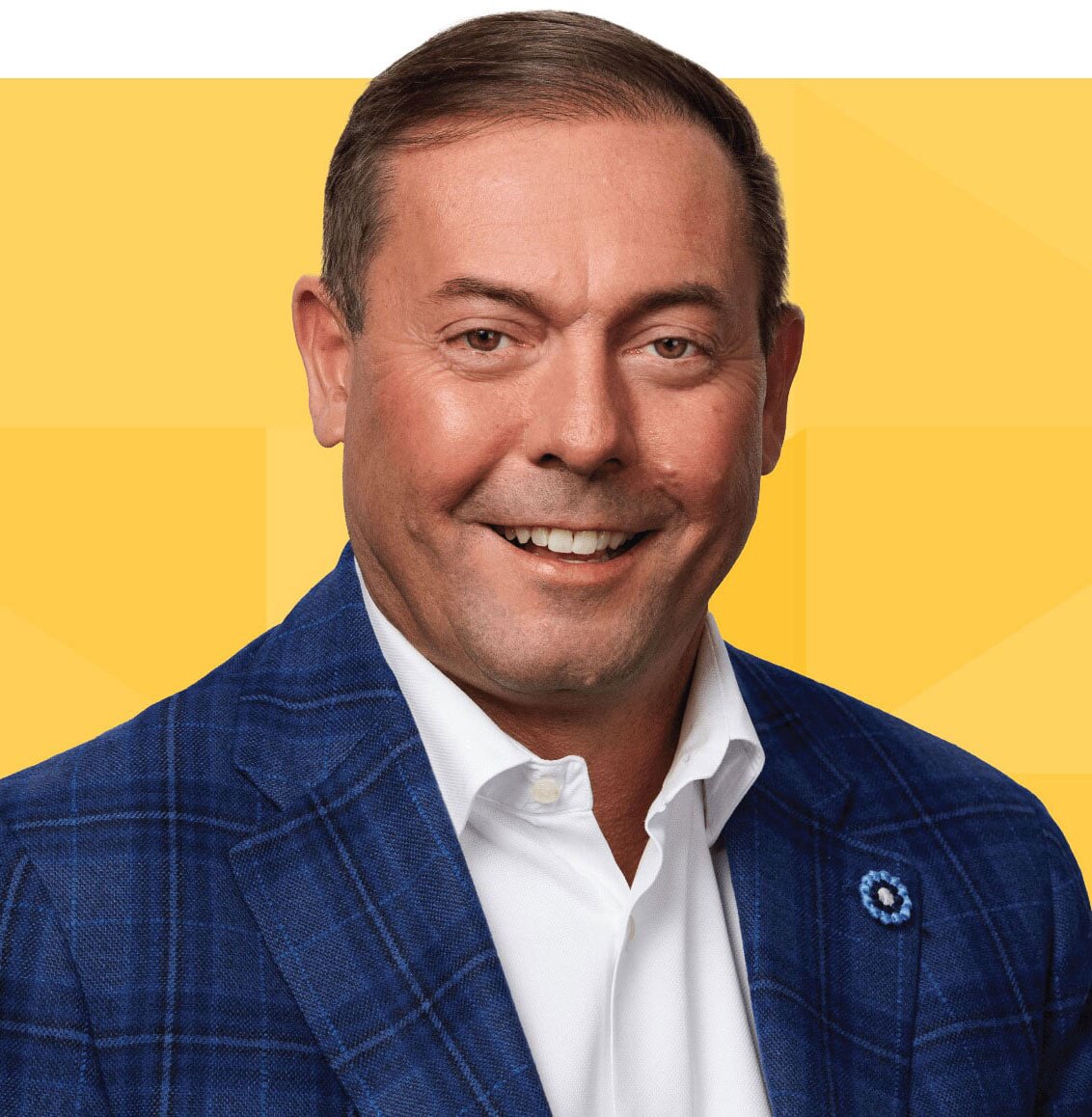 Chris Turner's headshot on a gold tessellated background