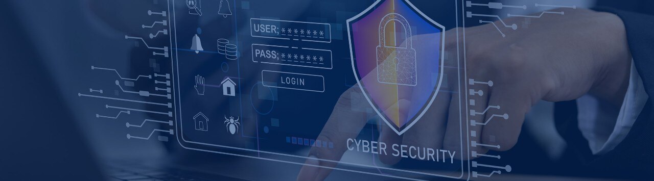 Person typing on computer and encountering a cybersecurity popup