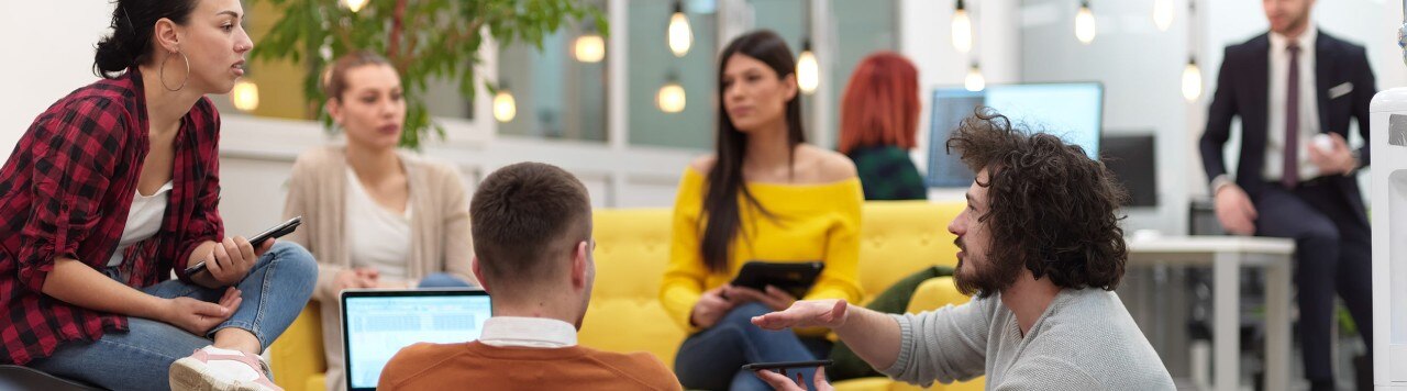 Staff meeting at start-up company