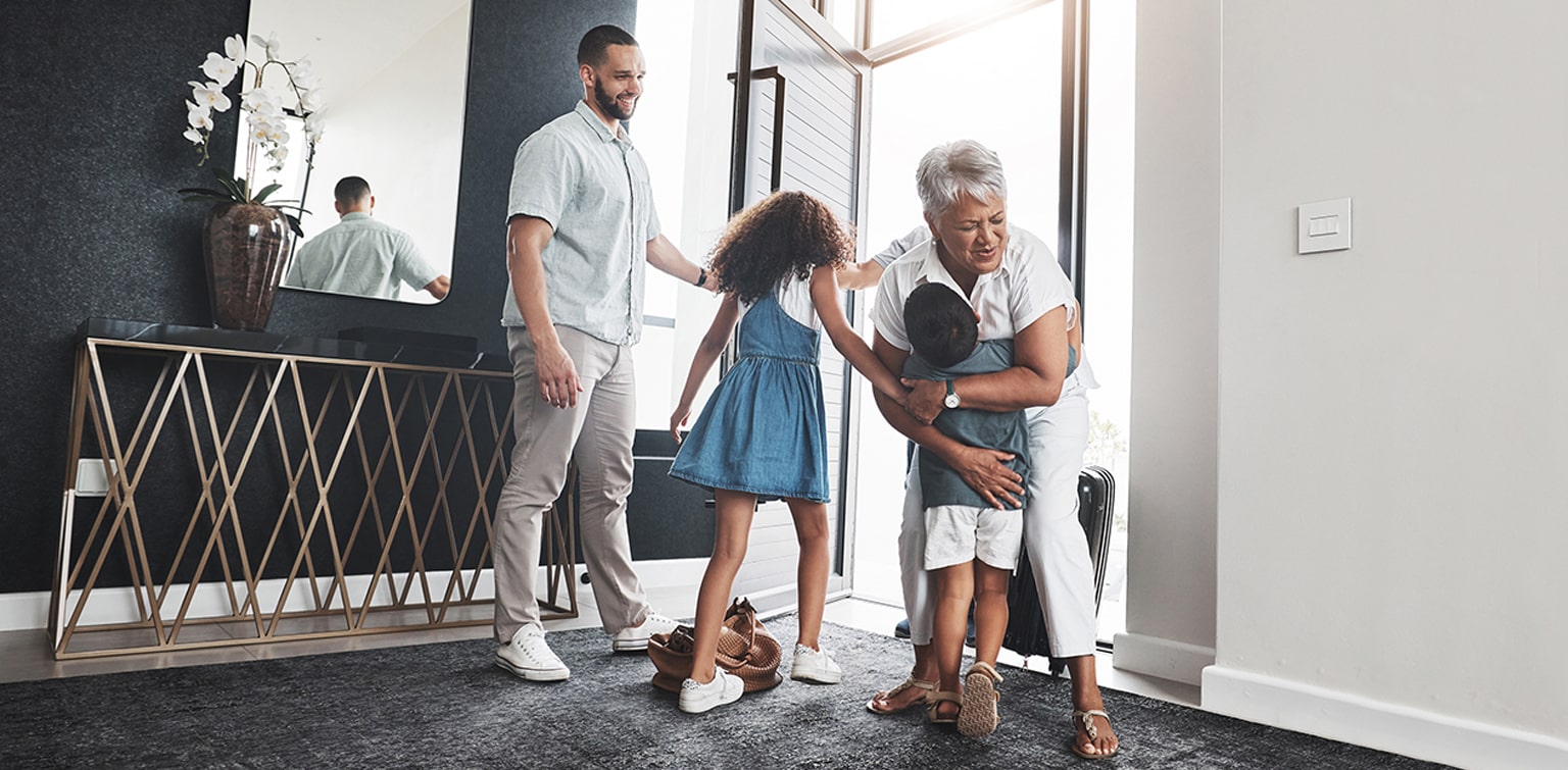 kid hugging adult lady