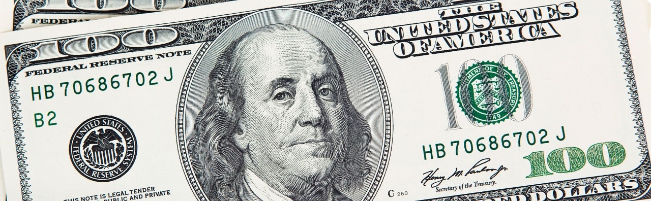 A stack of crisp $100 (USD) bills