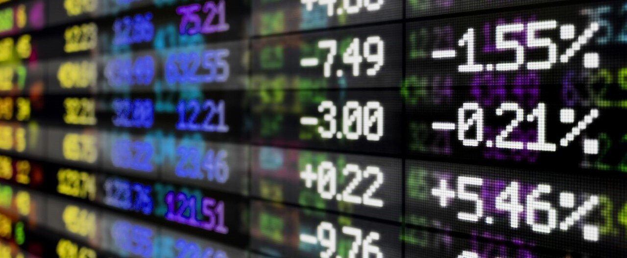 Electronic screen displaying stock market information