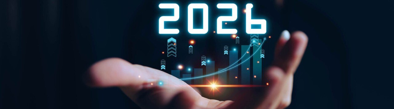 Conceptual image of 2026 stock market data emerging from a person's hand