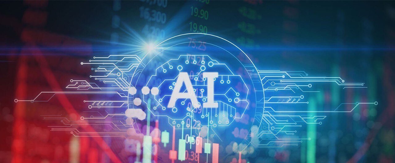 Stock market data displaying in a digital AI interface